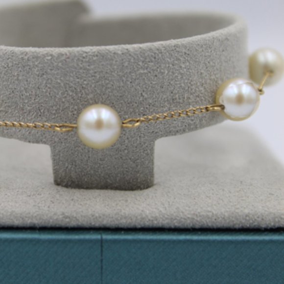 14K Pearl Station Bracelet 17.5 CTS - Picture 6 of 10